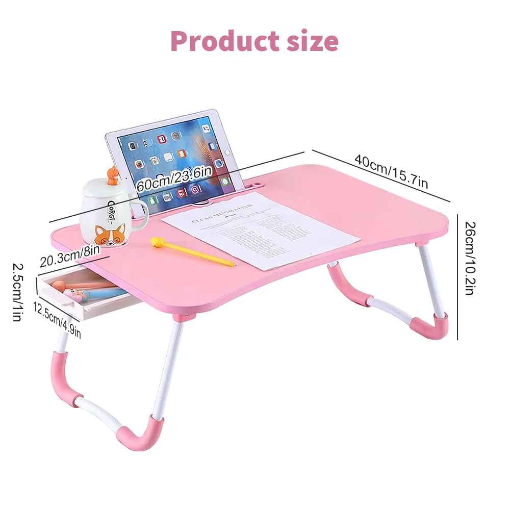 New Folding Laptop Desk for Bed & Sofa Laptop Portable Lap Desk Bed Tray Table Desk for Study and Reading Bed Top Tray Table