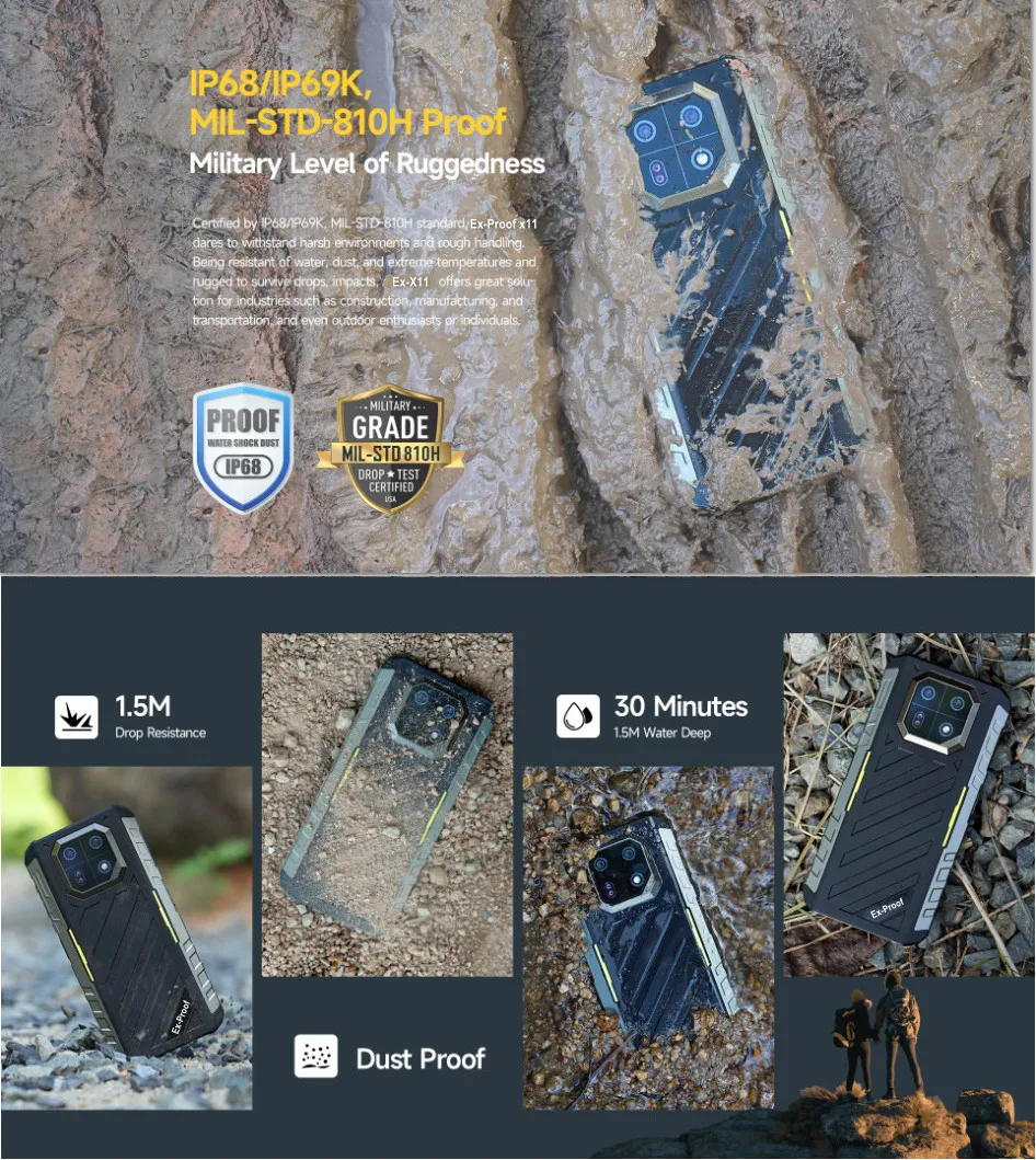 without camera Phone waterproof IP68 Rungee  zelloAndroid 14,8GB RAM +256GB ROM, 6.58" ,6600mAh,NFC ,No Camera  Zello PTT Phone