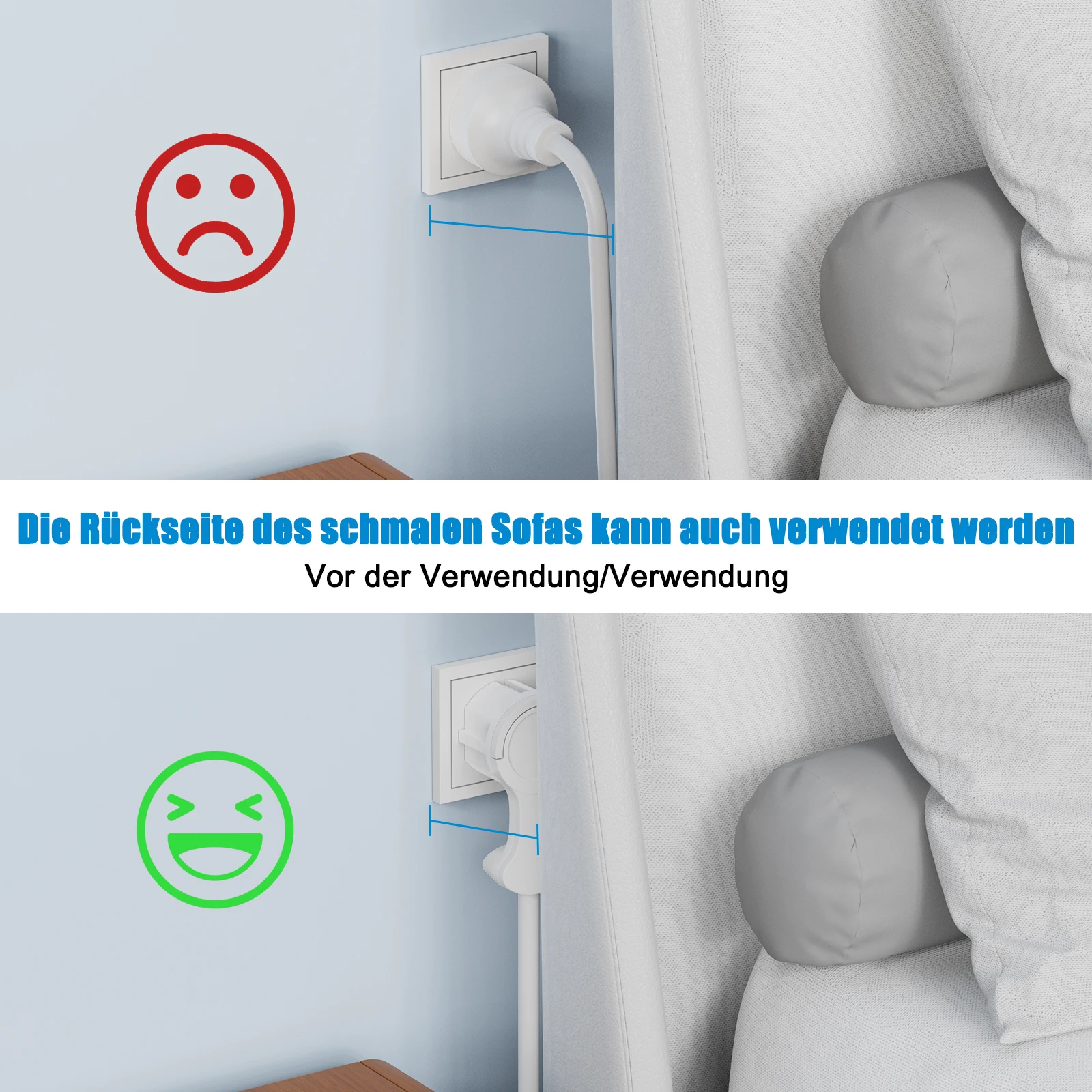 4 Stück EU-Flachsteckeradapter mit Klappgriffen für austauschbare Verkabelung, Schuko-Netzsteckdosen, französischer deutscher Standard
