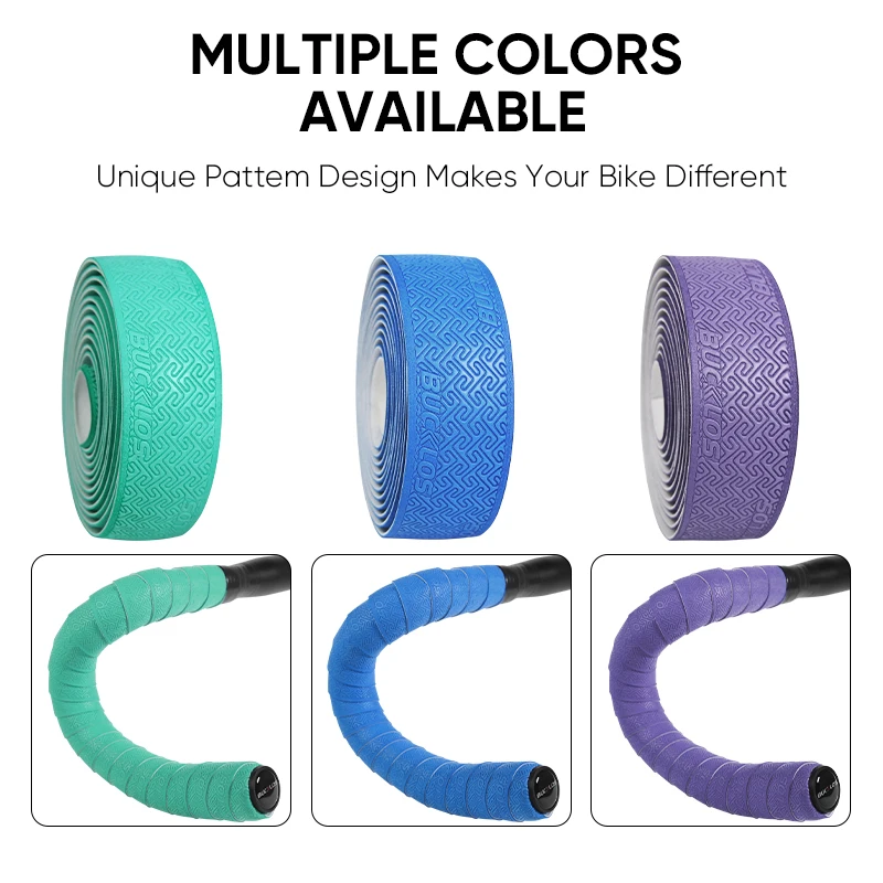 BUCKLOS Rennrad-Lenkerbänder PU Shock Fahrradlenkerband mit Lenkerendstopfen Anti-Rutsch-Anti-Vibrations-Wickelgürtel Bartape