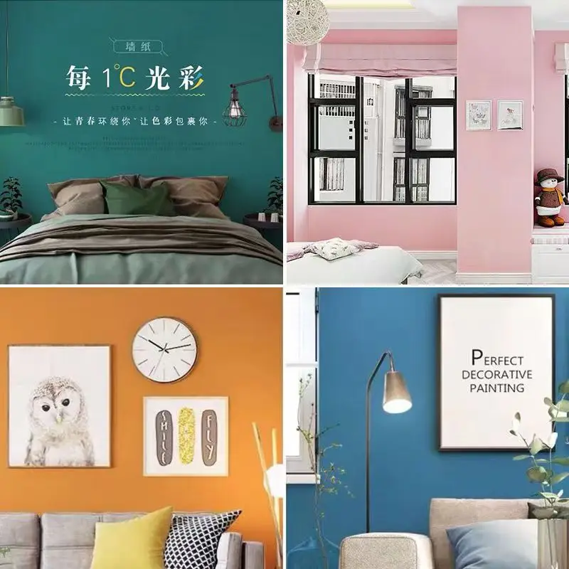 มาการองสติกเกอร์สีทึบแบบ DIY PVC มีกาวในตัวกันน้ำหนาสำหรับห้องนอนหอพักตู้เสื้อผ้าวอลล์เปเปอร์ปรับปรุงผนัง