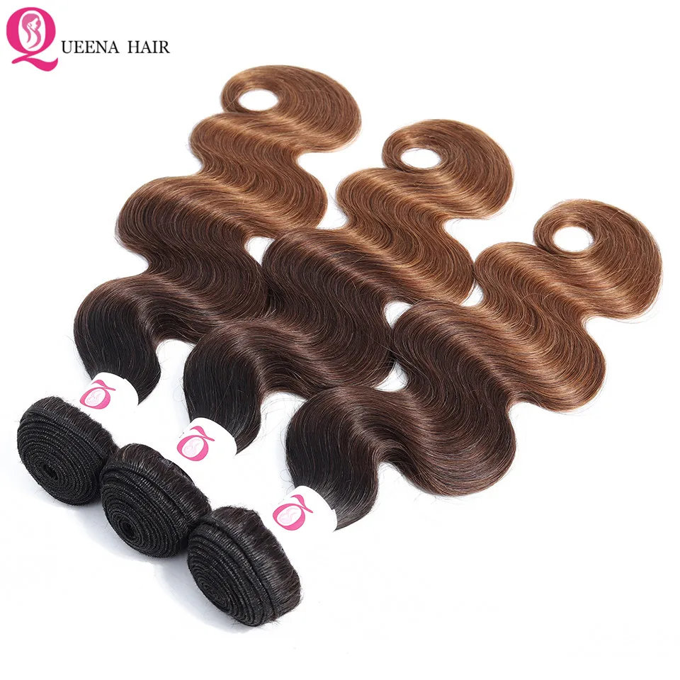 1B/4/30 Tóc Vàng Ombre Tóc Bó Brasil Tóc Gợn Sóng Dệt Lưng Màu Ombre Sóng Thân 3/4 Bó Đề Cập Đến remy Tóc
