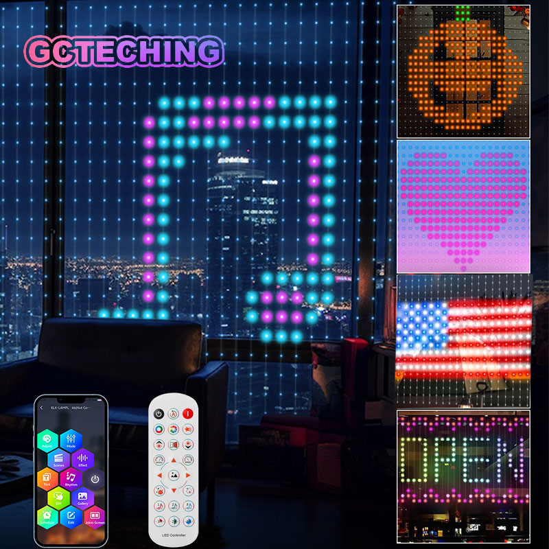 Cortina de luces Led inteligente con USB, aplicación Bluetooth, cadena de luces Led RGB, luces musicales DIY, cortina para ventana de fiesta, decoración de dormitorio