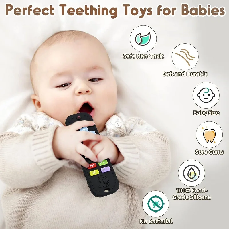 เด็กTeethingของเล่นซิลิโคนเกรดอาหารTeetherสําหรับทารก 0 3 6 12 เดือนTV Remote Shapeเด็กวัยหัดเดินChew Teethingบรรเทาของเล่นเด็ก