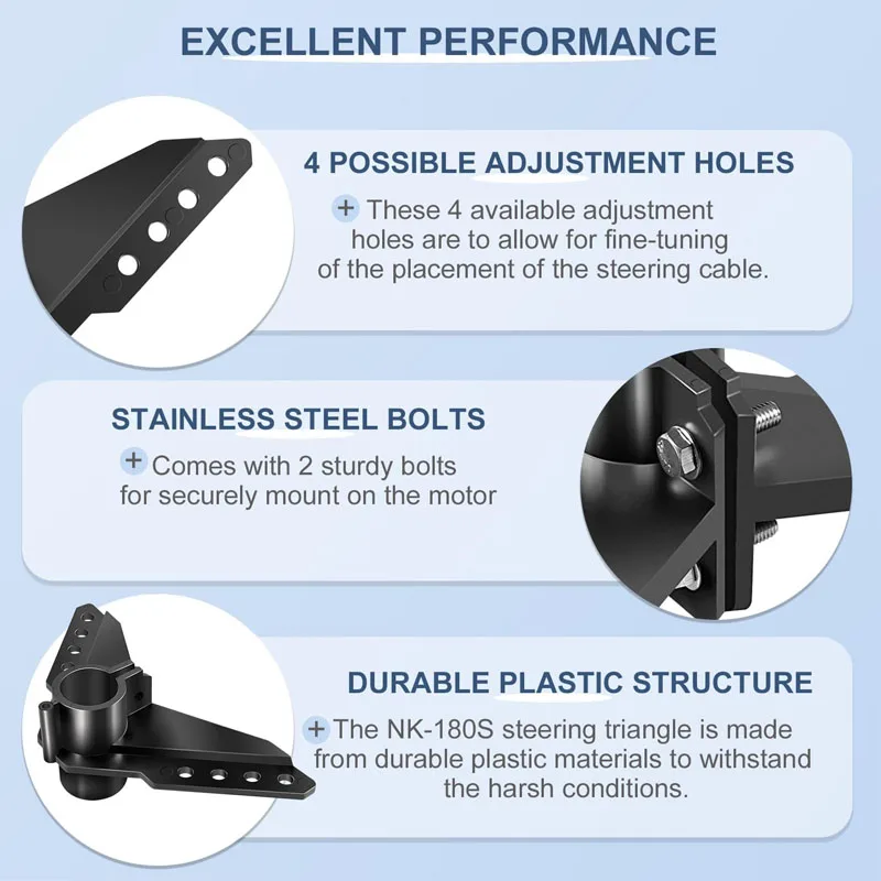 Triangular de dirección NK-180S compatible con motores de kayak sin escobillas Newport, motores de pesca para kayak y otros motores auxiliares
