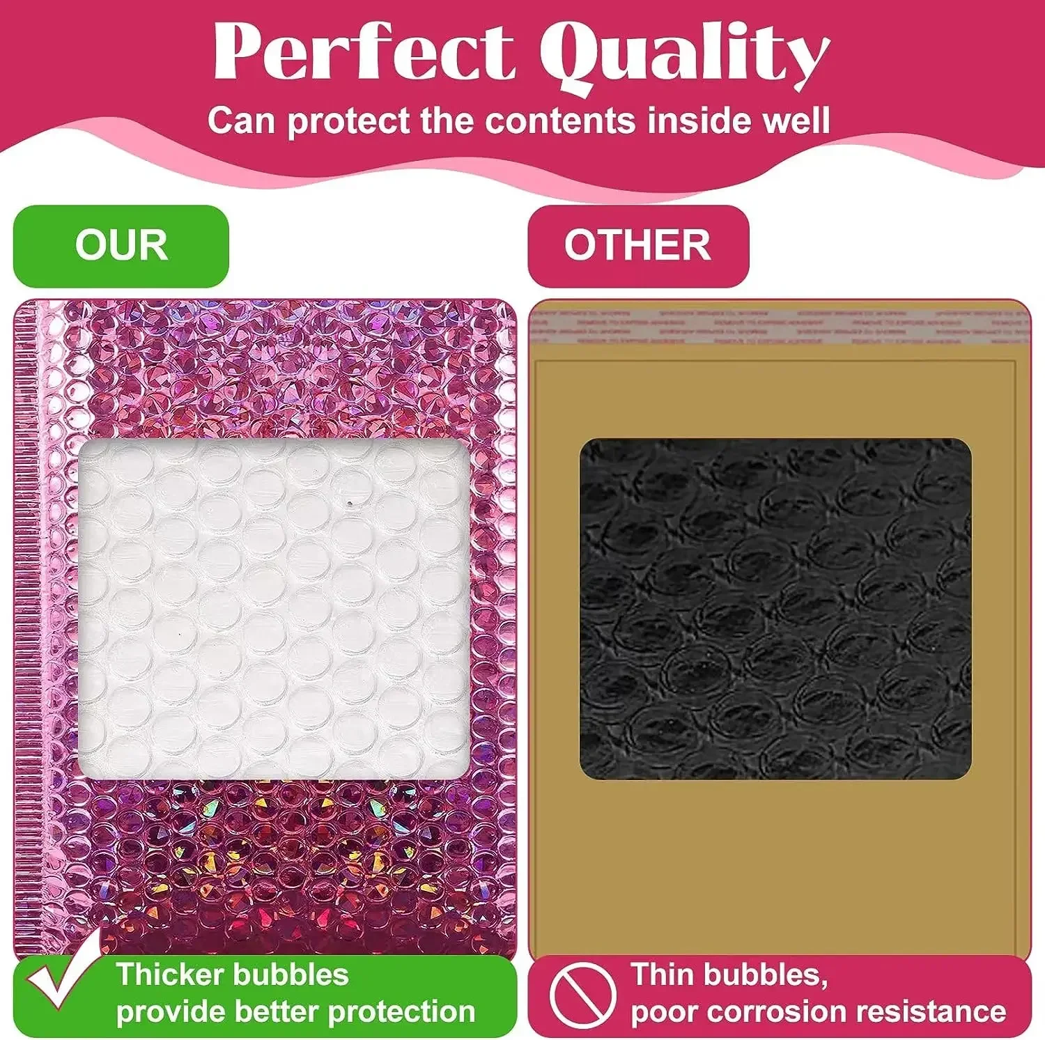 100 Stück Liefer paket Verpackung holo graphische Mailer Packt asche Laser Pink Versandt aschen Klein unternehmen liefert Blase Mailing
