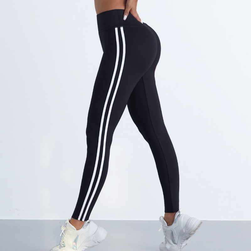 Yogalegging Dames Gestreepte Slanke Sportbroek Hoge Taille Heup Lifting Casual Panty Workout Hardlopen Stretchy Gym-legging