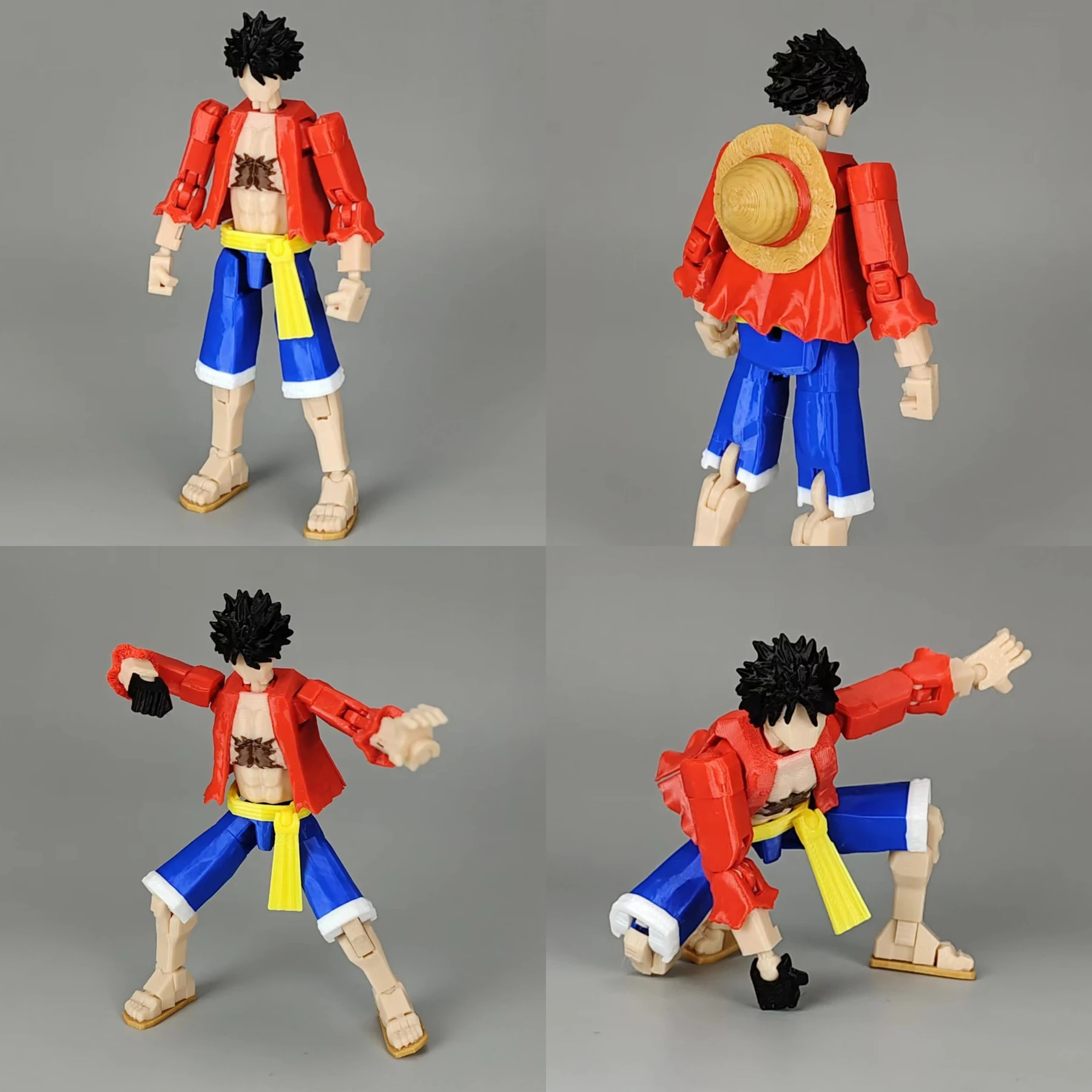 3D Printed One Piece Monkey D Luffy Anime Multi-Jointed Toys Action Figures Shapeshift Robot Mannequin Model Ornaments Gifts
