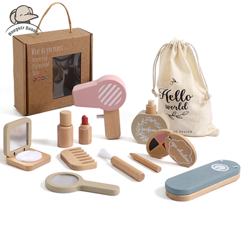 Jouets cosmétiques en bois pour enfants, commode en bois, jouets de maquillage, simulation de maquillage, jouet de simulation pour bébé, maison de jeu pour filles, beauté, mode