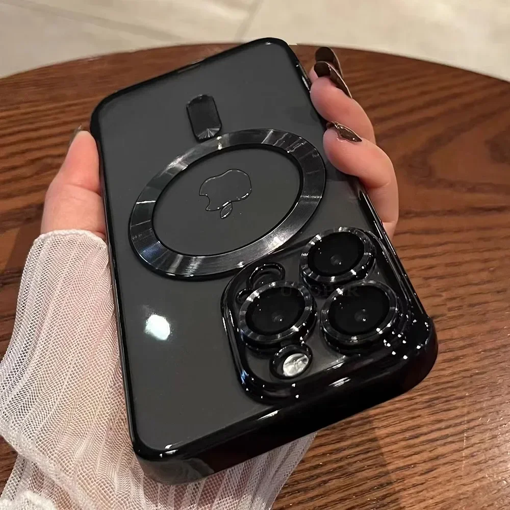 Мягкий защитный чехол из ТПУ с полным покрытием для iPhone 16, 15, 14, 13, 12, 11 Pro Max Plus Magsafe, прозрачный чехол с магнитной беспроводной зарядкой