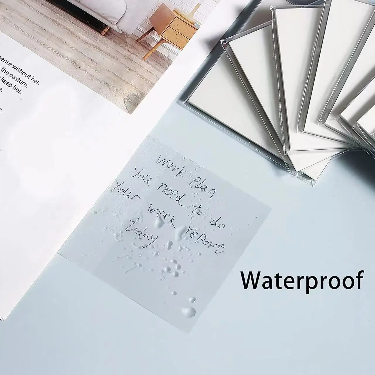 50 Sheets Transparent Sticky Notes Waterproof Message Stickers for Note Books Convenient Reporting & Signature Stickers