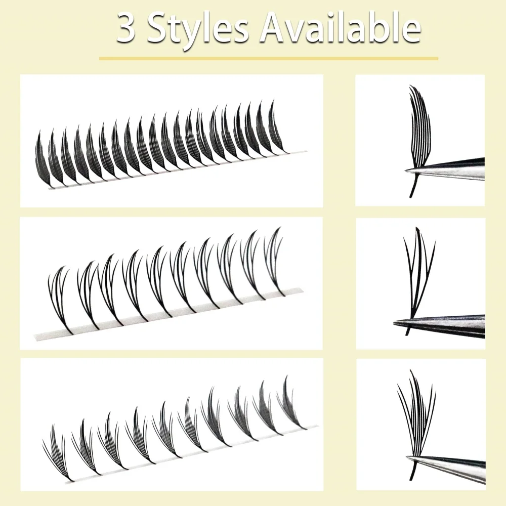 MIOFIA Tower Top Feather shape Eyelash Extension Comic Natural Lightweight  False Eyelashes Premade Fans Lashes for Makeup Tool