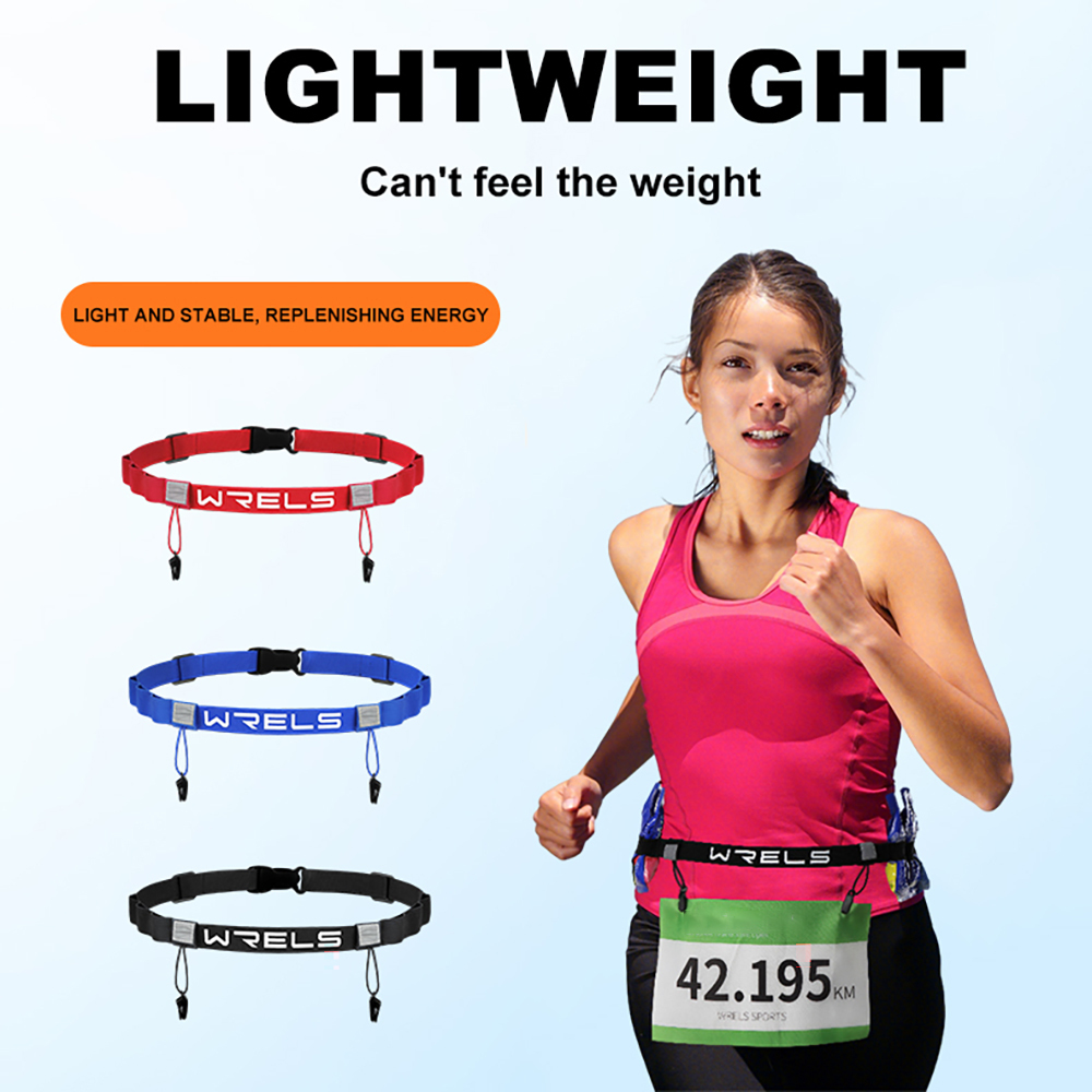 WRELS Unisex triatlón maratón carrera número cinturón con soporte de Gel cinturón para correr cinturón de tela Motor correr deportes al aire libre