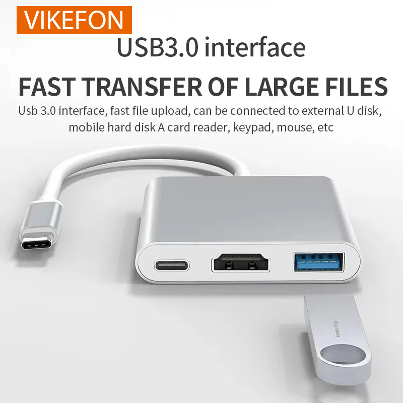 Adaptador 3 en 1 USB C a HDMI, concentrador USB 3,1, convertidor de carga tipo C para Samsung S23 Ultra iPhone 15, portátil, Macbook