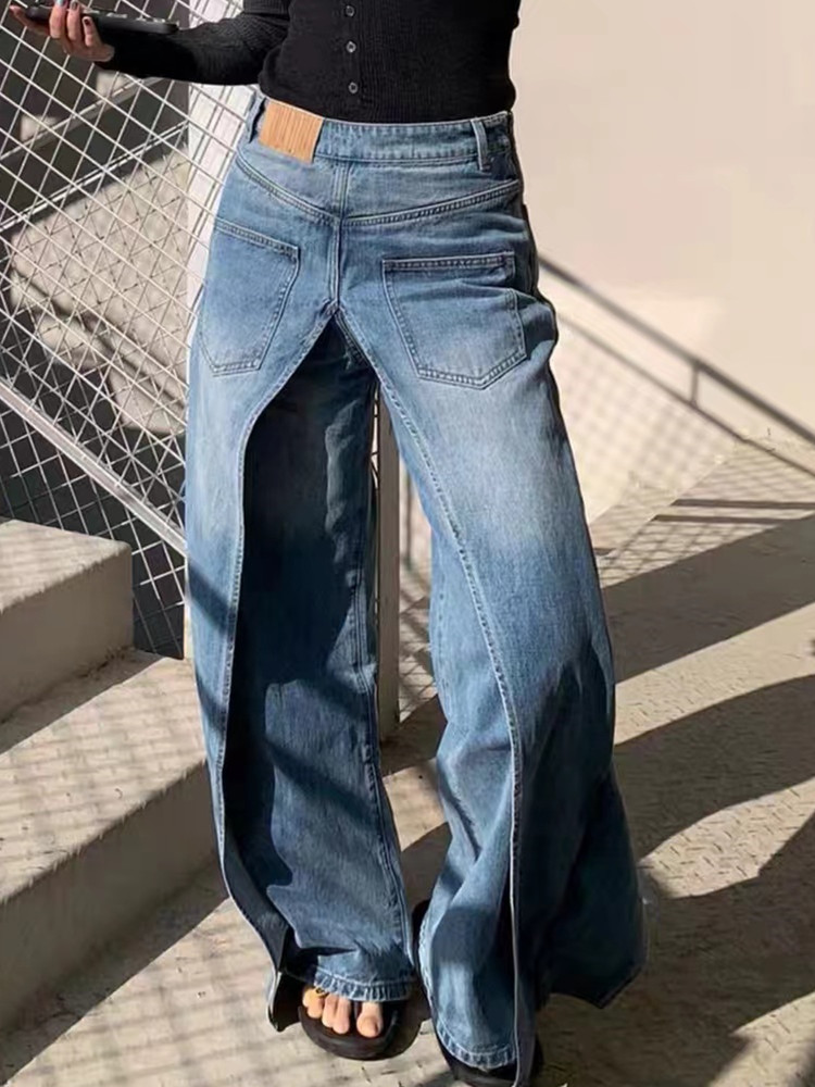 ゴミ Y2K スタイルニューロックヒップホップだぶだぶワイドレッグジーンズパンツ女性 90S 服ヴィンテージストレートレディデニムパンツ Ropa Mujer