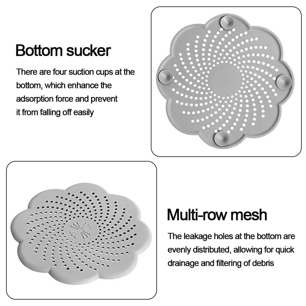 Cubierta de silicona con forma de flor para drenaje de suelo, colador de malla para fregadero, antibloqueo de pelo, recogedor de residuos, accesorio para cocina y baño