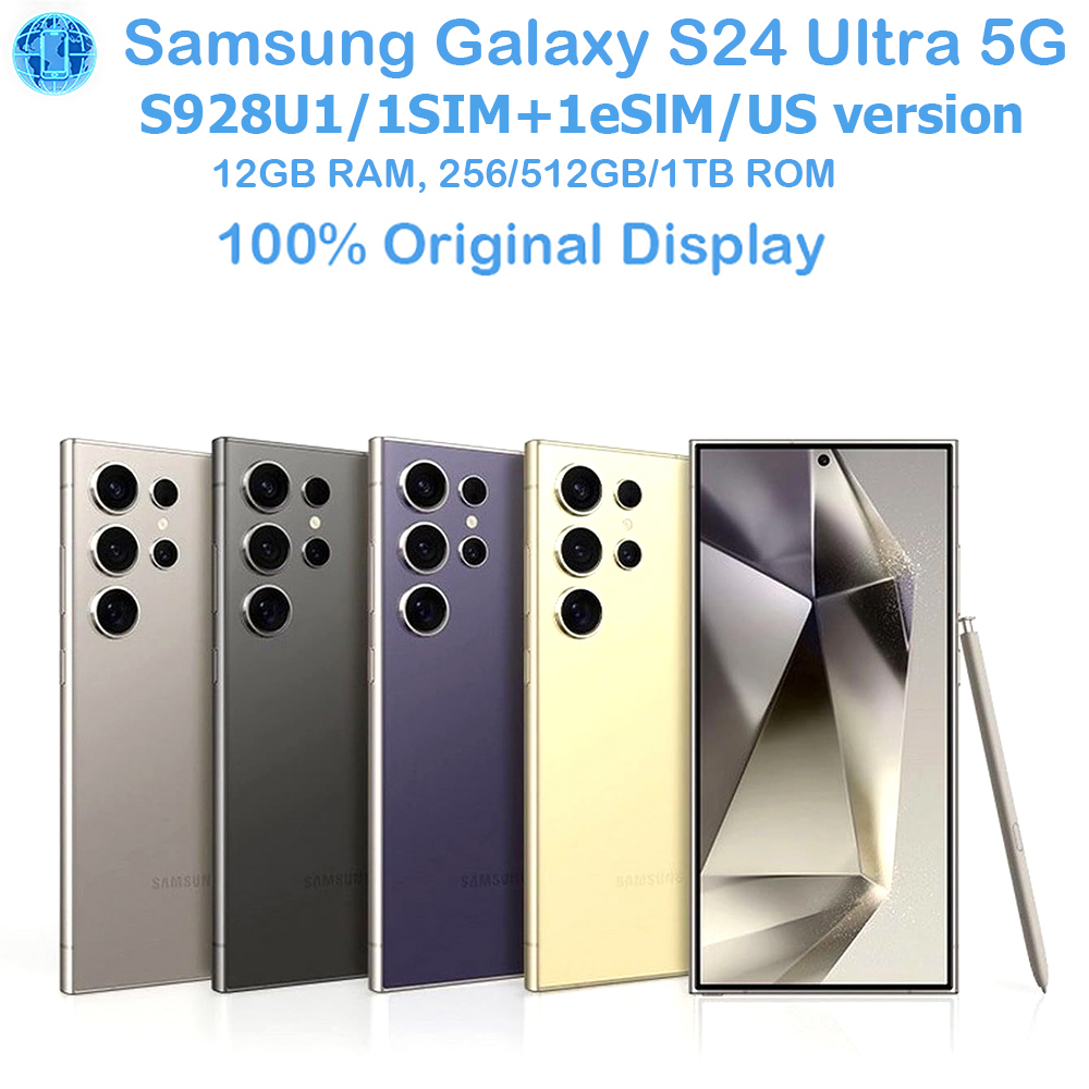 2024 New Samsung Galaxy S24 Ultra AI Smartphone 200MP Wide-angle AI Camera Cell Phone 6.8" AMOLED 120Hz 2X Display 45W 5000mAh