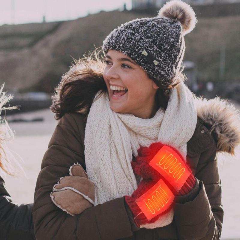 Luvas elétricas aquecidas USB, aquecedor portátil, pano de fibra de carbono, almofada para trabalhar, saída, viagem, 5V, 1 par