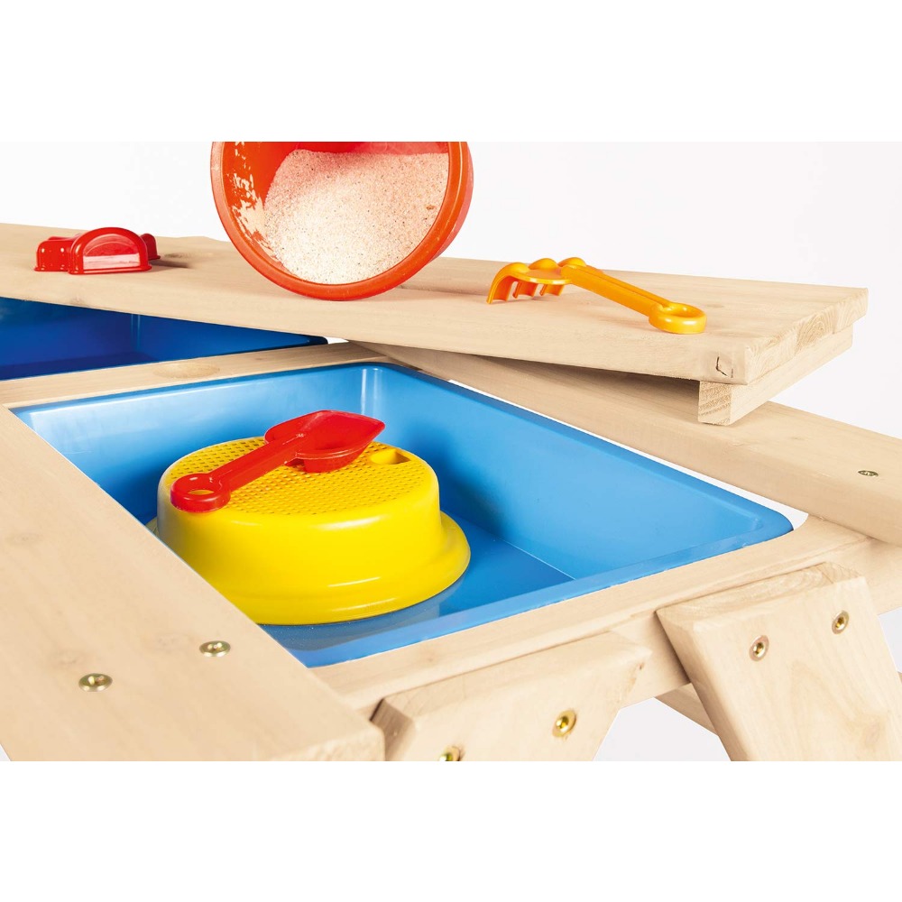 Kindersitzgarnitur Matsch-Nicki for 4, inkl. 2 Bänder und abnehmbares Arbeitsplatte, für Kinder ab 2 Jahren, aus massivem Holz