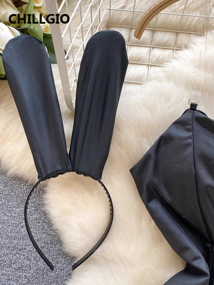CHILLGIO-body Sexy ajustado para mujer, ropa de dormir erótica a la moda, Catsuits sin espalda, monos lindos, una pieza, combinación de conejito
