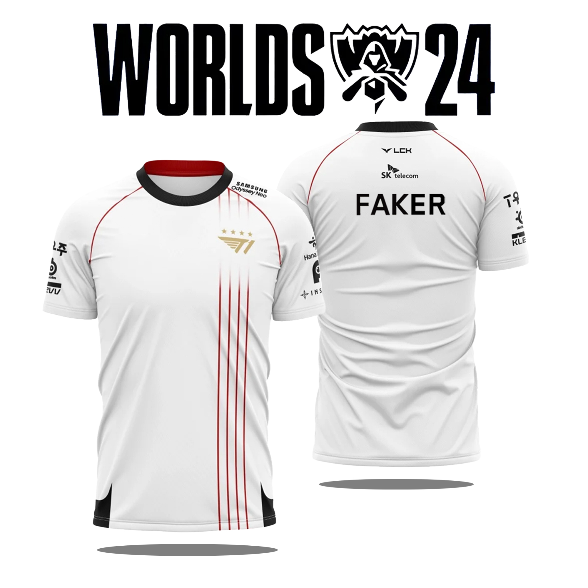 Camiseta de uniforme del equipo T1 Esports para hombre, camiseta de la Liga de Leyendas, finales del mundo, juegos LOL, soporte para seguidores, novedad de 2024