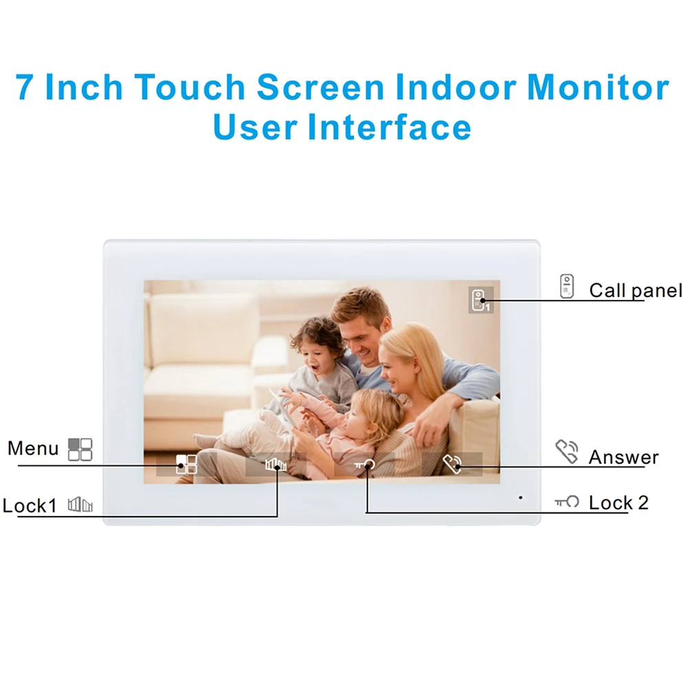 Sistema de intercomunicação de vídeo com fio colorido, 7 polegadas, câmera visual, campainha, kits de telefone para casa, ip, vila, apartamento m72t