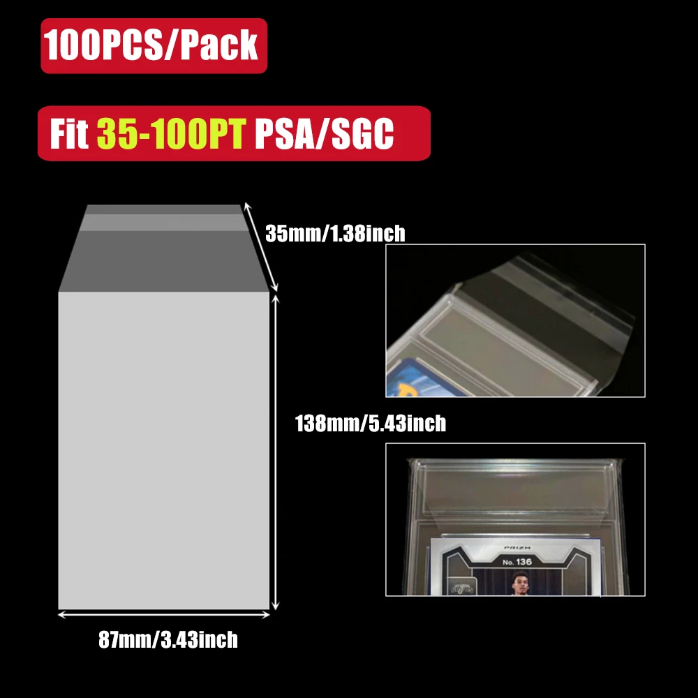 100 Stück Packung mit abgestuften Kartenhaltern, Hüllen, Taschen, passend für PSA/BGS/SGC/CGC abgestufte Karten, 35PT-180PT Kartenhalter Toploader