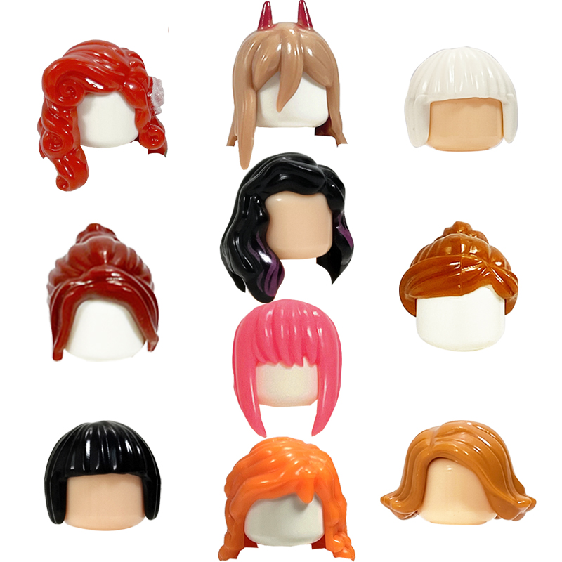 KT ミンビルディングブロック女の子の巻き毛アクセサリー Moc レンガセットフィギュア髪子供のおもちゃ