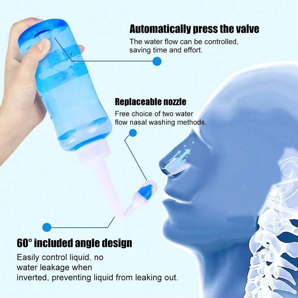 Nettoyeur de lavage du nez, irrigateur Nasal, bouteille de rinçage, protection du nez, évite la rhinite allergique, Pot Neti pour adultes et enfants, 300ML, 500ML