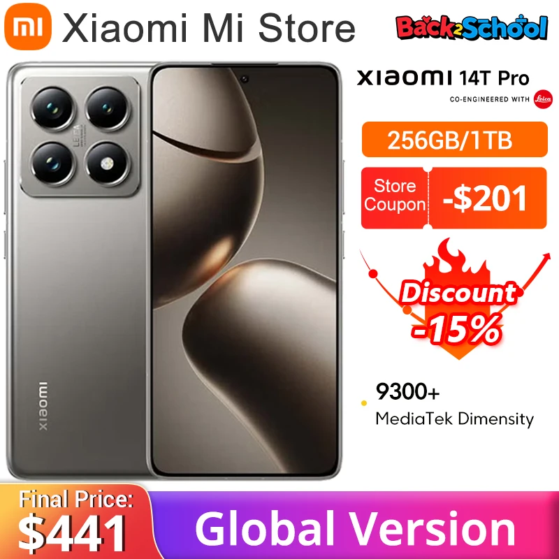 Global Version Xiaomi 14T Pro 5G Global Version 50MP Leica Camera MediaTek Dimensity 9300+ 6.67'' 144Hz AMOLED 120W HyperCharge