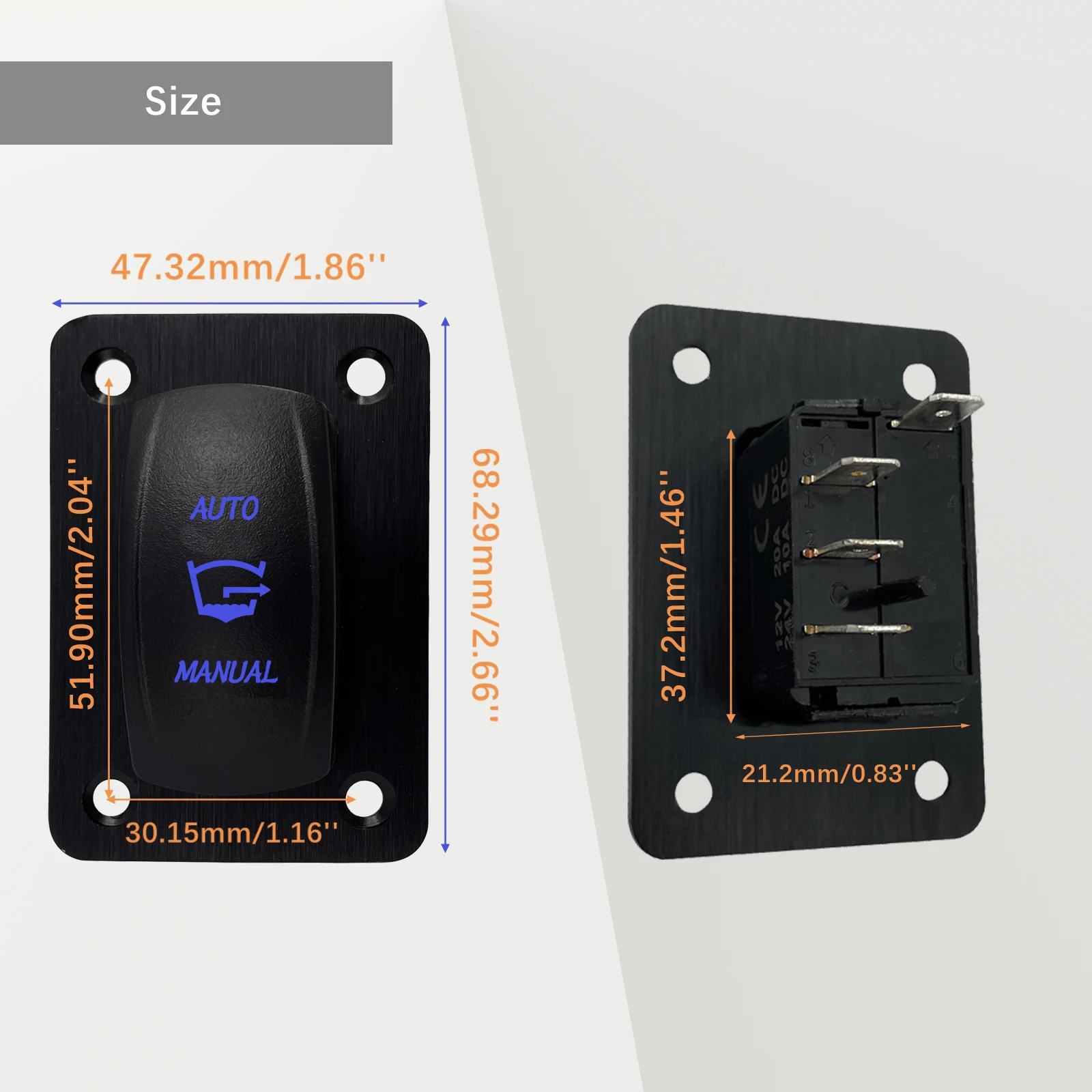 Painel de interruptor rocker de bomba de esgoto de 3 vias, automático/manual, 4 pinos ON-OFF-(ON) SPDT, interruptor momentâneo para barco marinho, iate, à prova d'água IP68