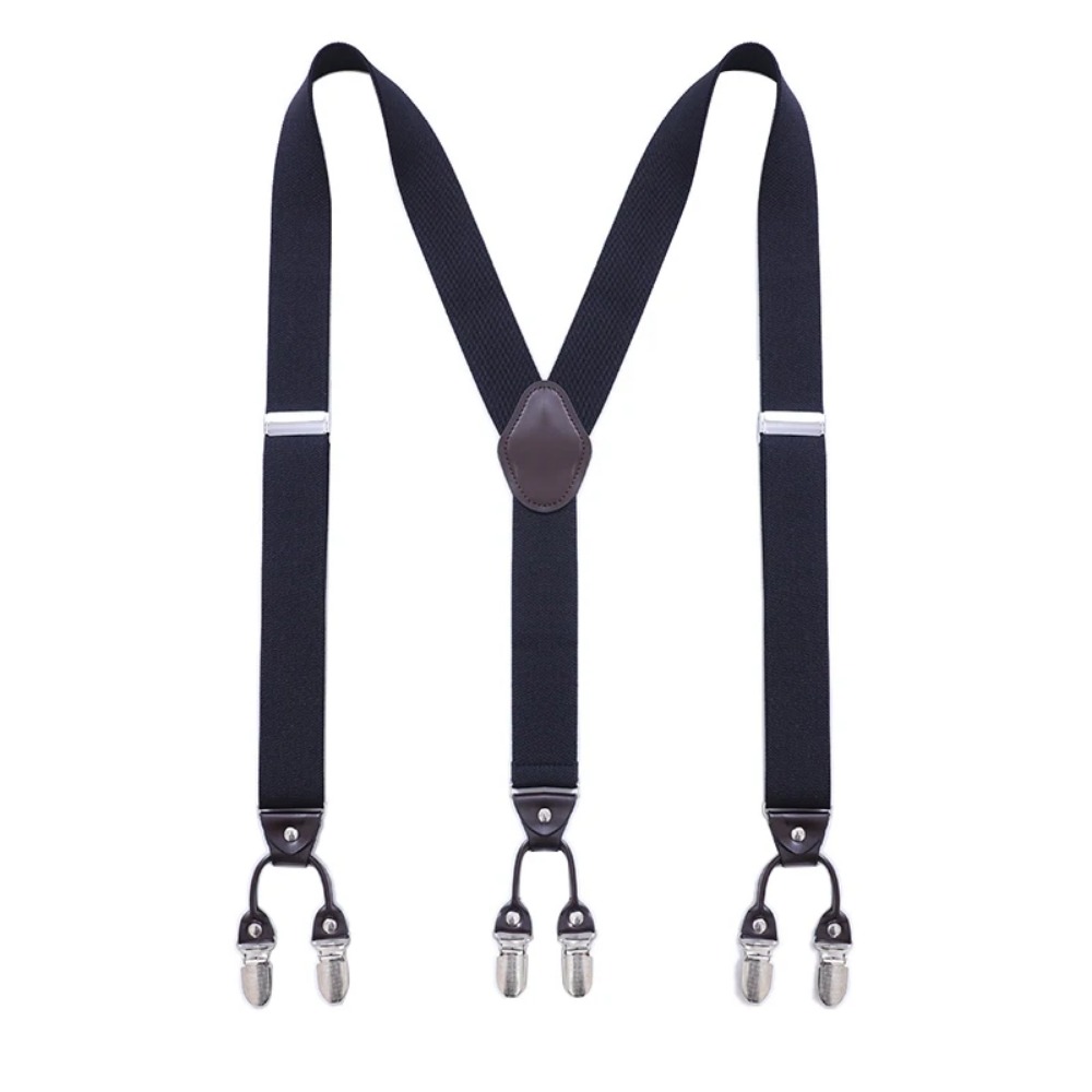 Vintage Suspenders for Men Wedding Party Formal Casual 3.5cm Wide Y Shape 6 Clips Adjustable Elastic Trouser Braces Strap Belt