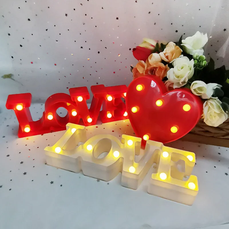 โคมไฟ LED รูปหัวใจสำหรับงานแต่งงานไฟกลางคืนสีชมพูสีแดงโรแมนติกของประดับตกแต่งบ้านวันวาเลนไทน์ของขวัญวันวาเลนไทน์