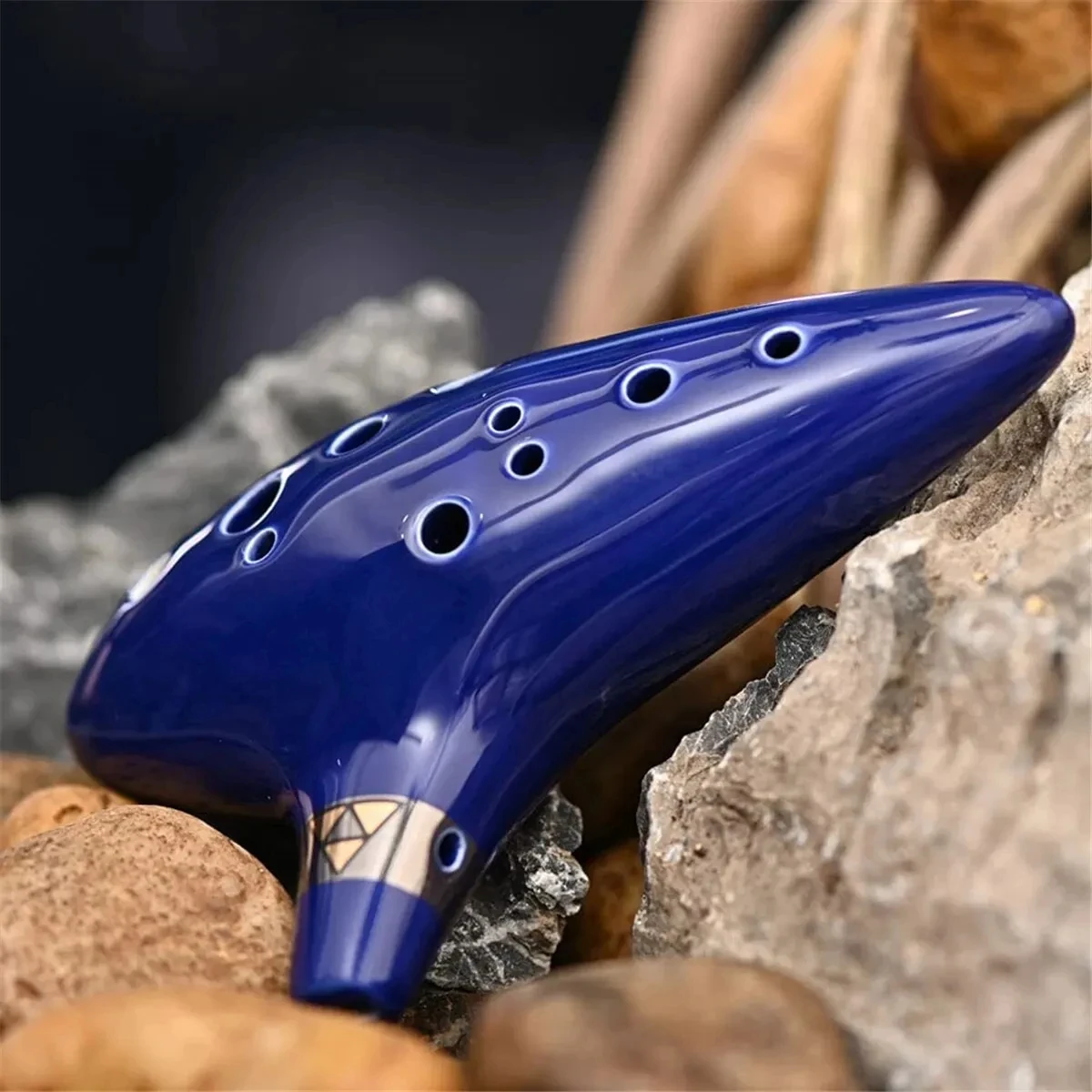 Ocarina,12 โทน Alto C เซรามิค Ocarina เครื่องดนตรีหนังสือเพลงคอ String คอสายพกพากระเป๋า,สีฟ้า