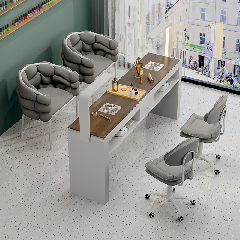 Mesa para manicura de lujo, equipo profesional moderno portátil, diseño de escritorio para uñas, muebles de salón simples