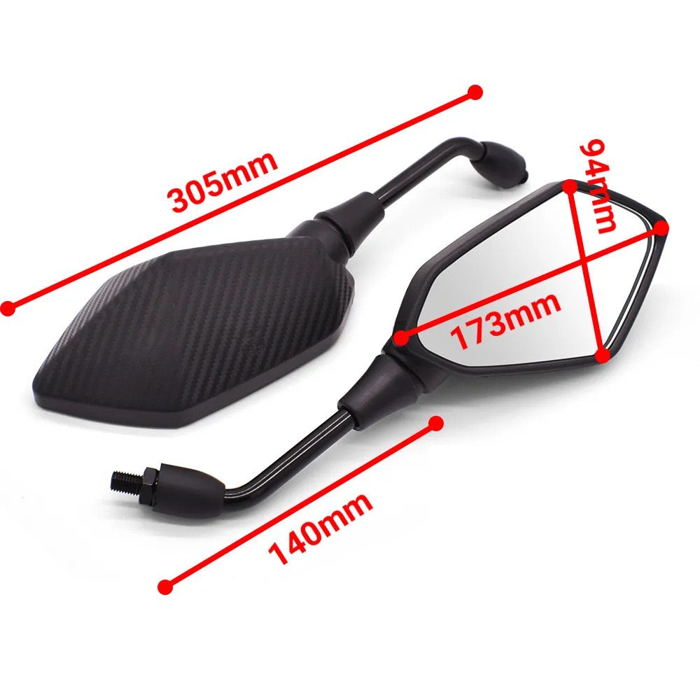 1 Pair Motorcycle Mirror Scooter E-Bike Rearview Mirrors Electrombile Back Side Convex Mirror 8mm 10mm imitation Carbon Fiber