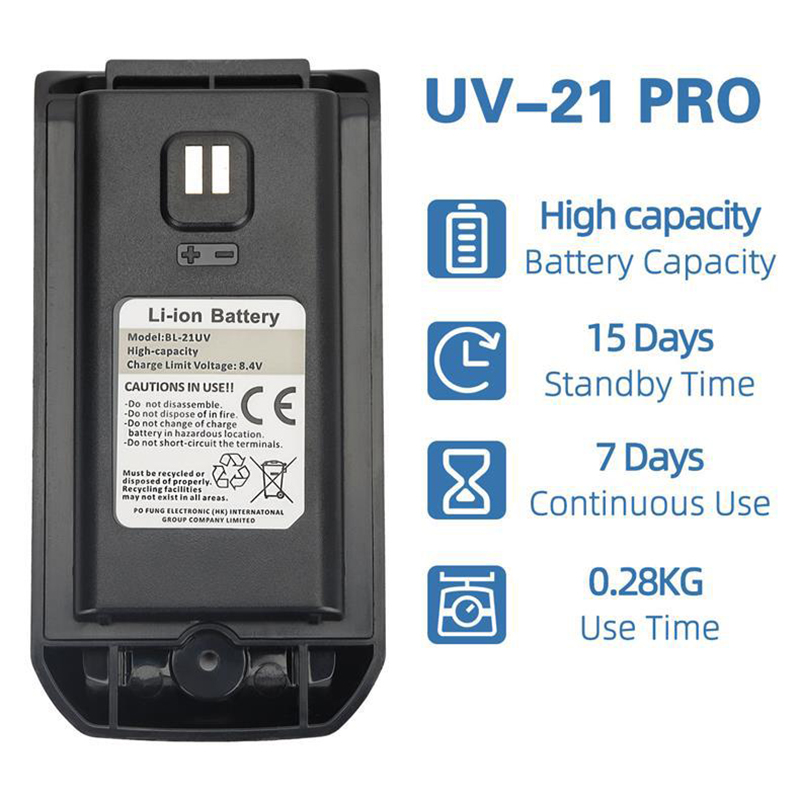 BL-21UV Baofeng UV-21 Pro แบตเตอรี่ Li-ion ของแท้ความจุสูง Type-C ชาร์จใช้ได้กับ V2 UV21Pro UV-21วิทยุสองทาง
