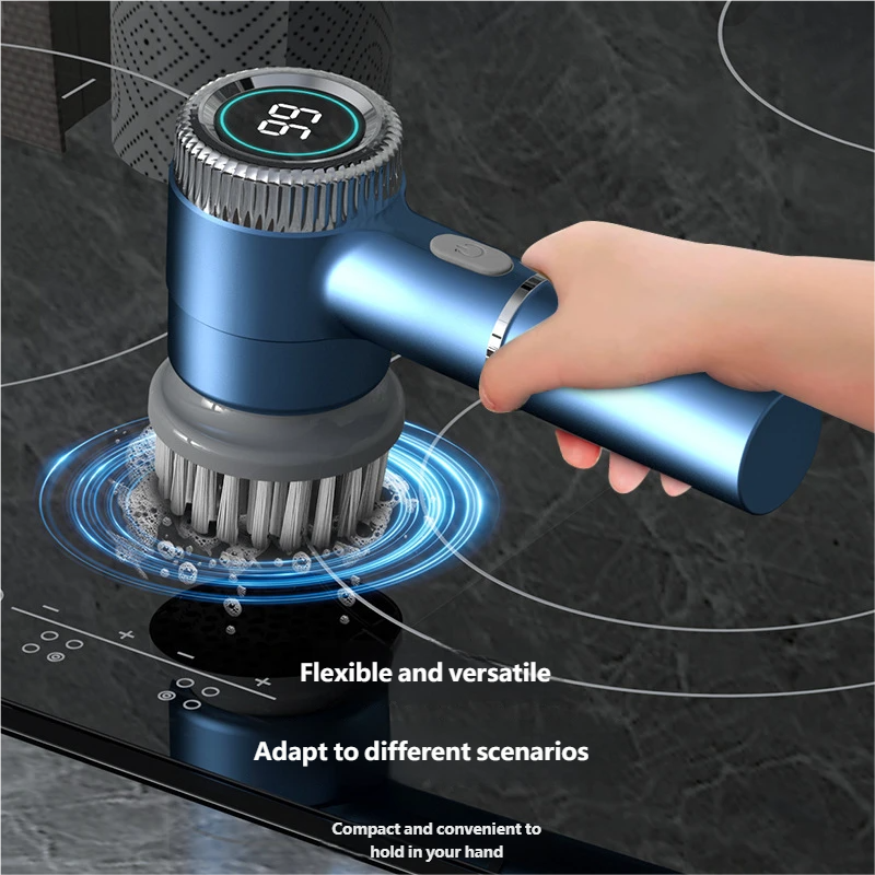 Electric Spin Scrubber With 5 Replaceable Brush Head, Three-speed Adjustable Handheld Rechargeable Shower Scrubber