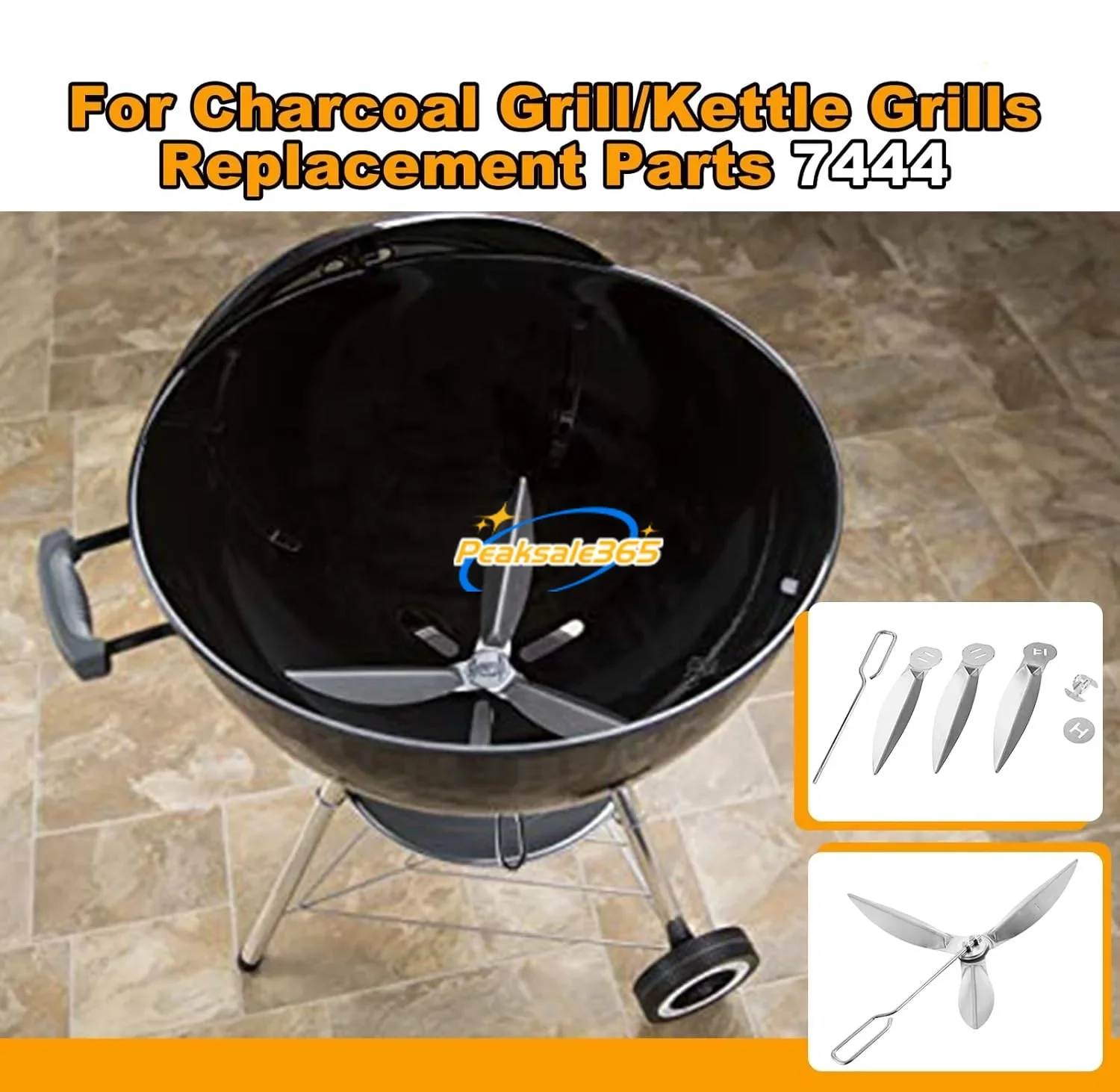 One Touch Cleaning System Kit para Weber, Grelhador a Carvão, Chaleira, 90992, 3618, 7443, 307443, 307408, 90719, 18-1/2 "Grills, 47 cm