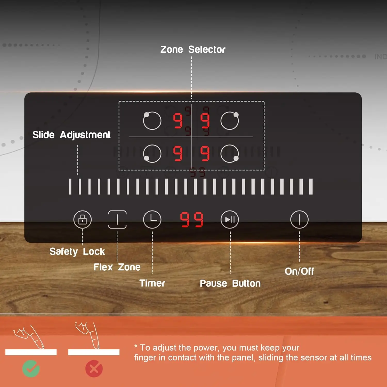 NOXTON Plaque à Induction Blanc/Noir 4 Feux avec Flexzone, Plaque de Cuisson Induction 60 cm Encastrable avec Commande Tactile, Minuterie, Sécurité enfant, 220V-240V, 3500W, avec Prise