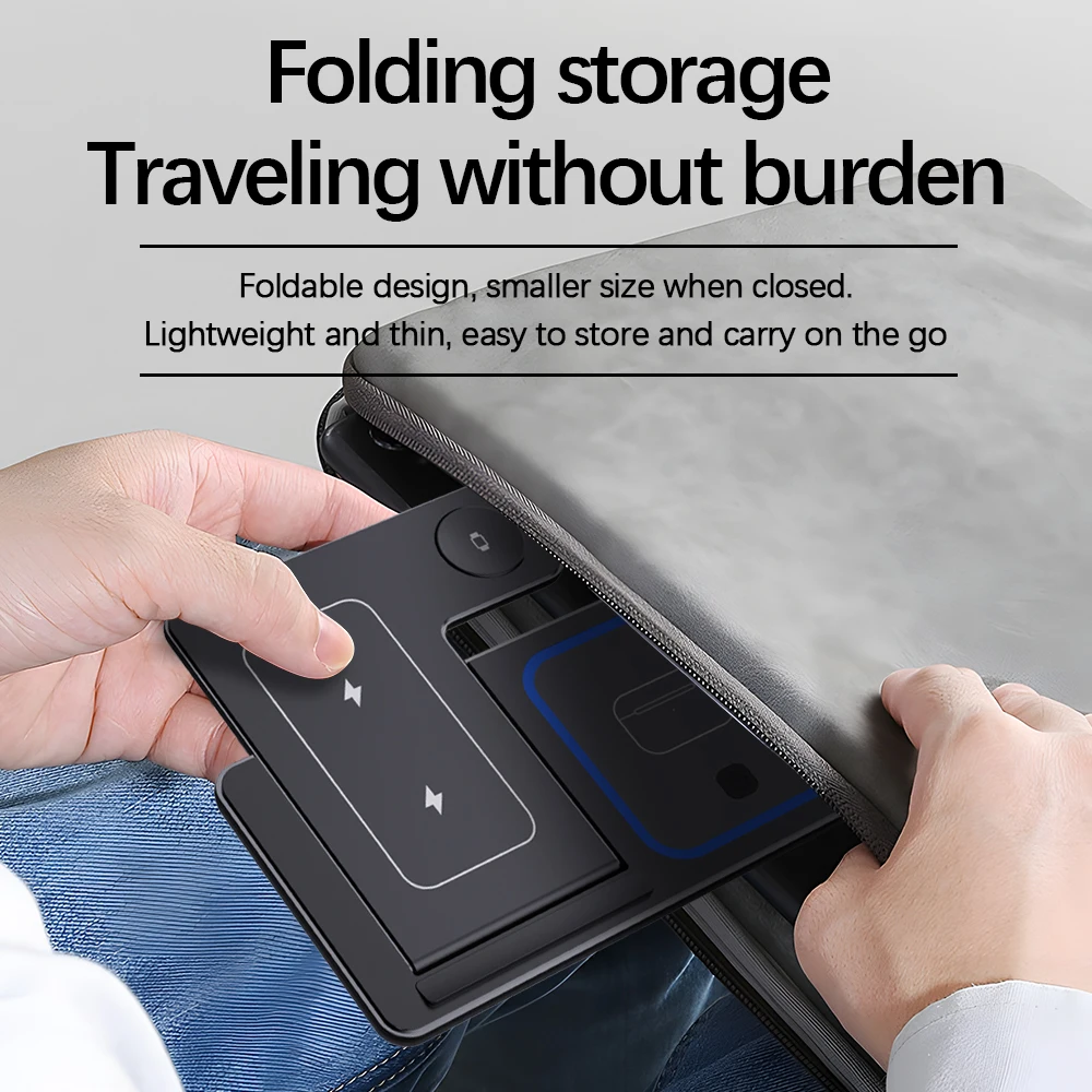 30W 3 in 1 LED Fast Wireless Charger Stand Foldable Charging Station For iPhone 15 14 13 12 11 Apple Watch 9 8 7 6 5 Airpods Pro