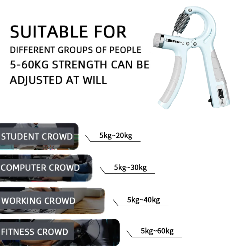 5-60kg Adjustable Hand Grip Strengthener Hand Grip Trainer With Counter Wrist Forearm And Hand Exerciser For Muscle Building