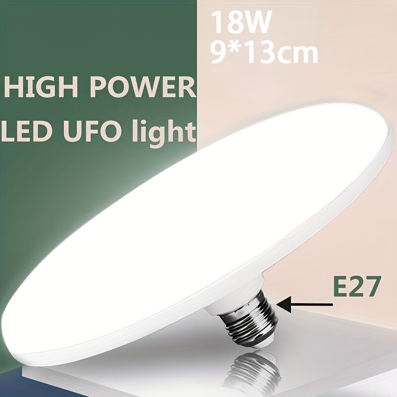 LED Bulb AC 220v E27 Base Household Energy Saving Lamp 18W Indoor Lighting Flying Saucer Light 6500k Ceiling Lamp Garage Light