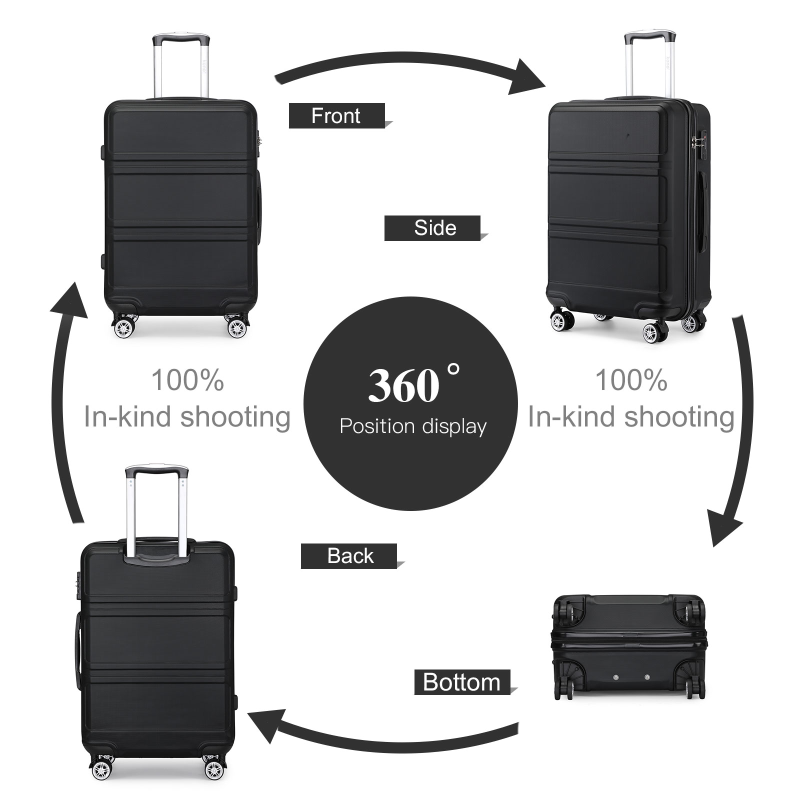 Lightweight ABS Hard Shell Trolley Suitcase - Kono Fashion Hand Luggage for Travel