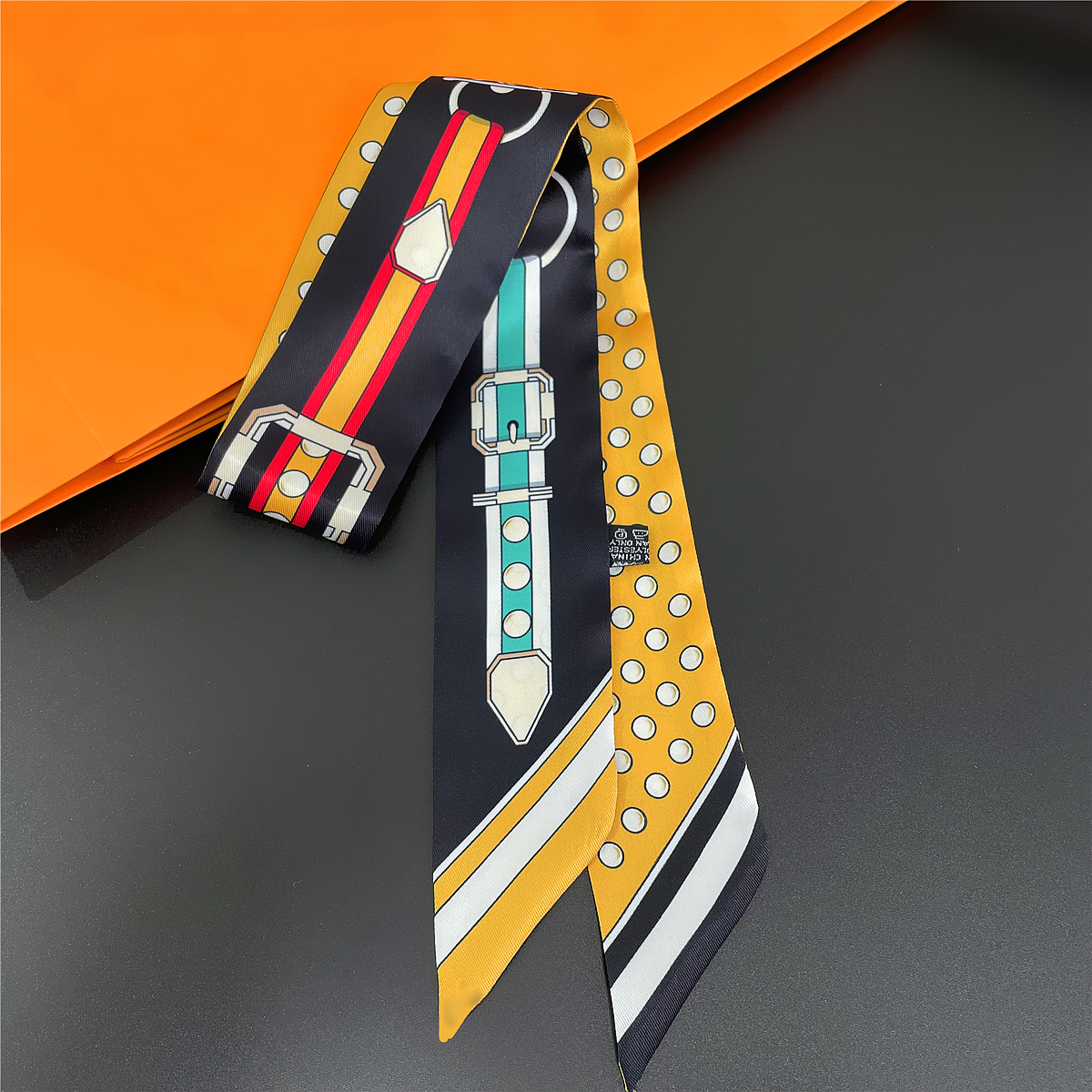 2023 nuevo cinturón Dot bufanda de mujer marca de lujo bufanda de seda diadema de moda Foulard bolsa de pelo flaco bufandas diseño pañuelo