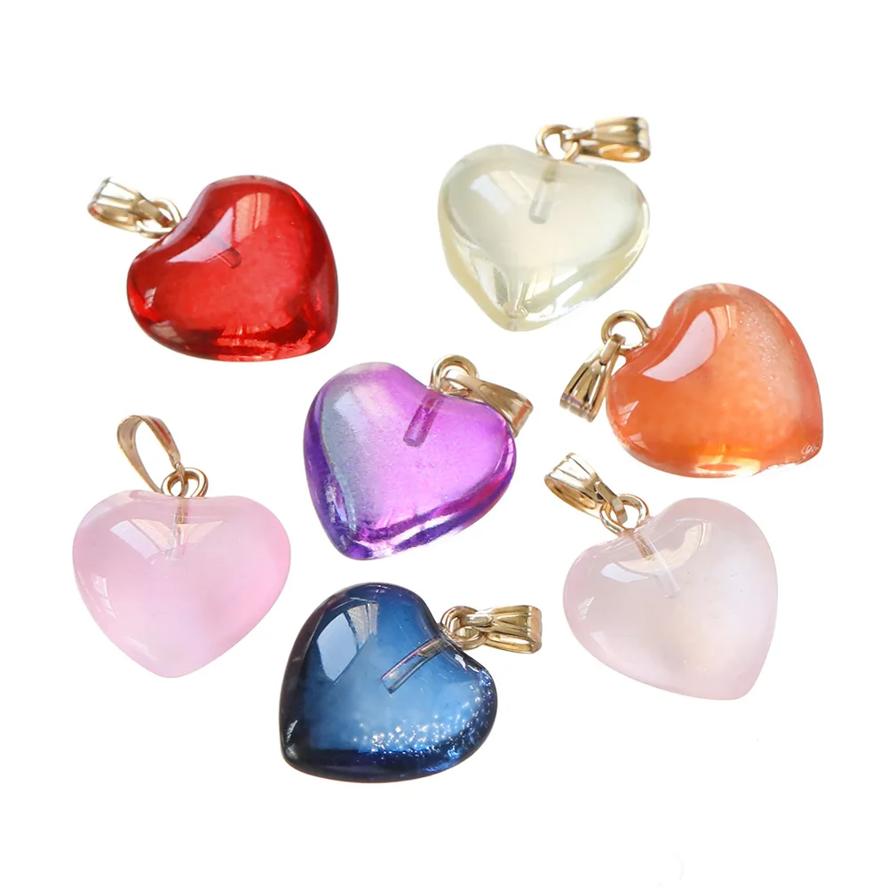 10 pçs/lote lampwork cristal vidro amor coração contas encantos pingente diy artesanal jóias fazendo colares brincos acessórios