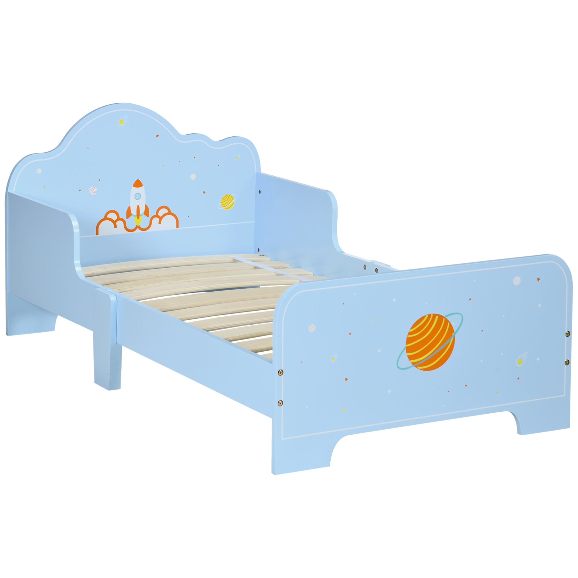 ZONEKIZ Kids Toddler Bed, Safety Rails, Kids Bedroom Furniture for Boys, Girls, Ages 3-6 Years, 143 x 74 x 59cm