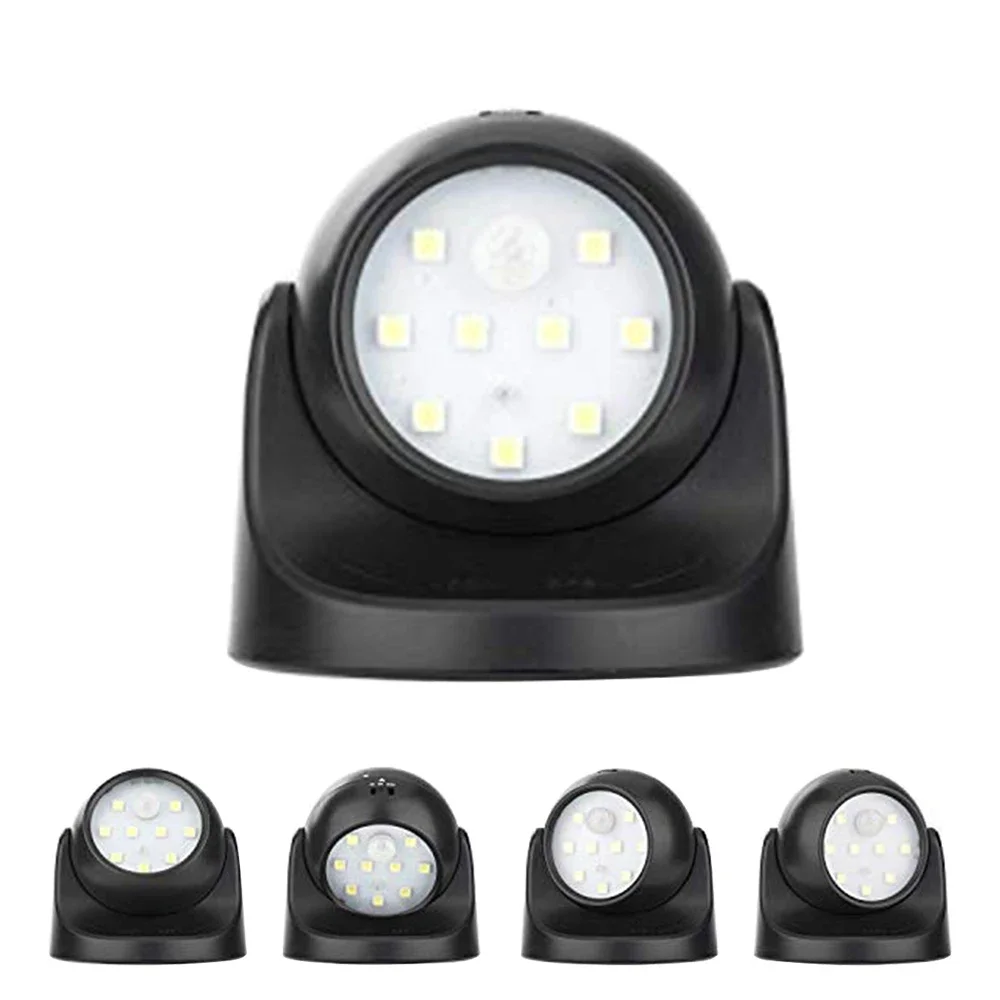 9 luces LED de noche de pared, lámpara con Sensor de movimiento PIR de rotación de 360 grados, Detector infrarrojo automático para interiores y exteriores