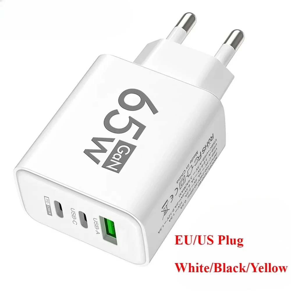 65W GaN急速充電器 USB PD Type-C マルチポート 携帯電話アダプター iPhone 15 Pro Max、Samsung、Xiaomi、Huawei対応