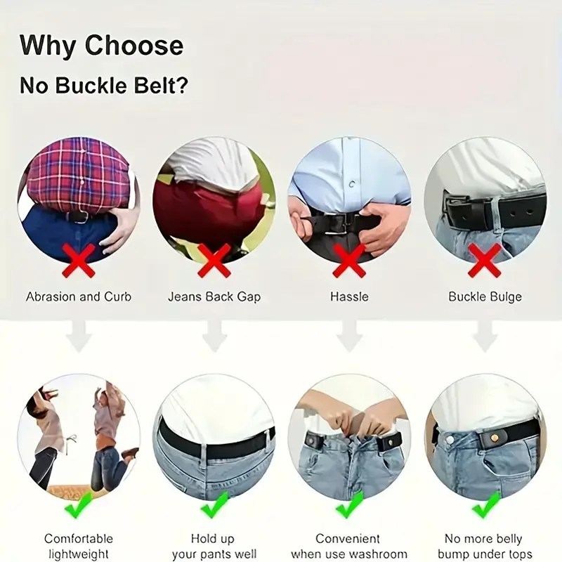 Cinturón elástico invisible sin rastro Cinturón de mujer Pantalones vaqueros Cinturón elástico de hombre